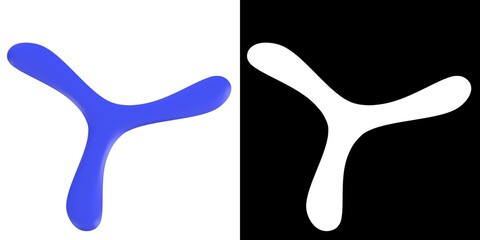 3D rendering illustration of a tri-blades boomerang