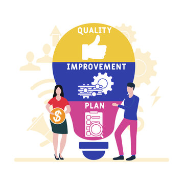 QIP - Quality Improvement Plan acronym. business concept background.  vector illustration concept with keywords and icons. lettering illustration with icons for web banner, flyer, landing pag