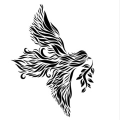 with a branch of an olive tree a dove flies logo a christian symbol of hope and peace and salvation