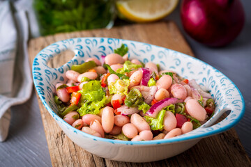Turkish foods; dried beans salad (Turkish name; piyaz)