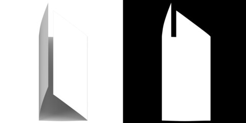 3D rendering illustration of a trifold mockup half open