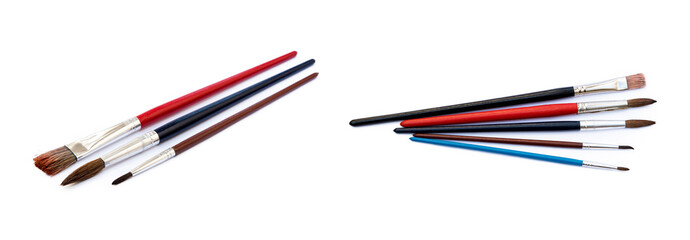 Set of paint brushes isolated on a white background