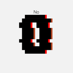 red pixel letter. zero letter.