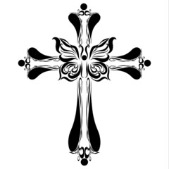 butterfly on the cross easter crucifix ornament flying sunday fantasy graceful wings soaring and elegant ornate delicate pattern logo christian rebirth and faith and baptism and hope and blessing