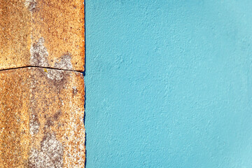 Tourquoise cyan blue wall texture with stone siding