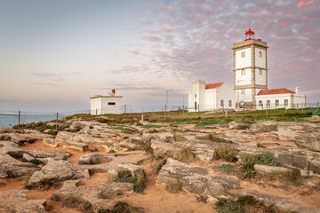 Carvoeiro Lighthouse at sunset, Portugal