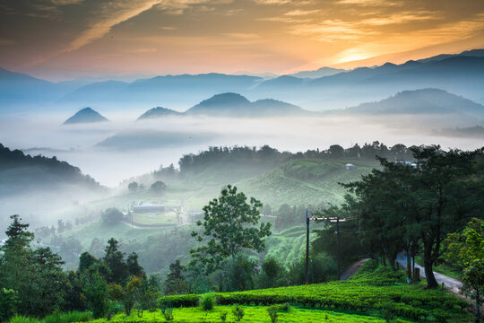 Asia culture - Beautiful landscape of lake level reflect fantasy dramatic sunrise sky in Sun Moon Lake , in Taiwan, Asia. the famous travel attractions in Nantou ,Taiwan. Scenery of Sun Moon Lake,