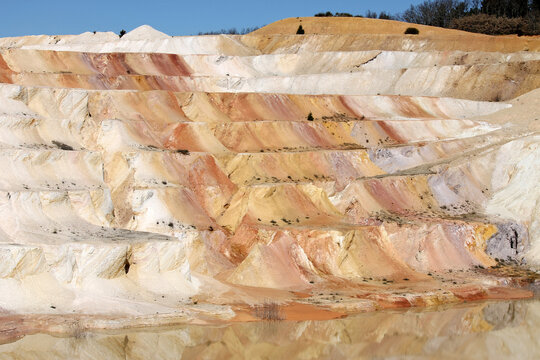Banks of an open pit mining of sand of different colors, Soto y Amio, Leon, spain