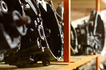 Used car parts on the store shelf.