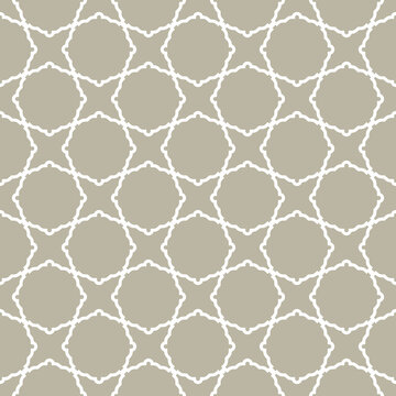 Seamless white ornament in arabian style. Geometric abstract beige and white background. Pattern for wallpapers and backgrounds