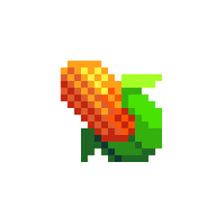Corn pixel art icon. Isolated vector illustration. 8-bit sprite. Design stickers, logo, mobile app.