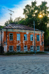 the house on a street in Ostashkov, Russia