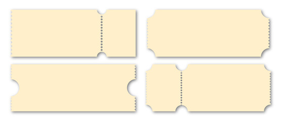 Set blank ticket template. Concert ticket, lottery coupons. Vector coupon - obrazy, fototapety, plakaty
