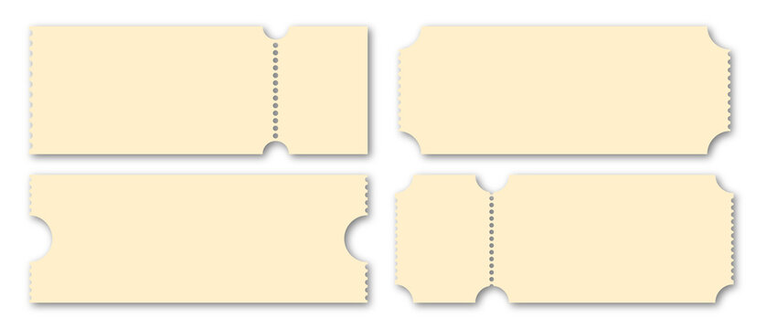 Set blank ticket template. Concert ticket, lottery coupons. Vector coupon