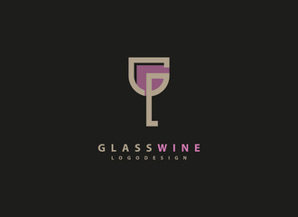 Abstract Initial Letter G Logo. Brown Line Geometric Letter G Shape Wine Glass Icon isolated on Dark Background. Flat Vector Logo Design Template Element.