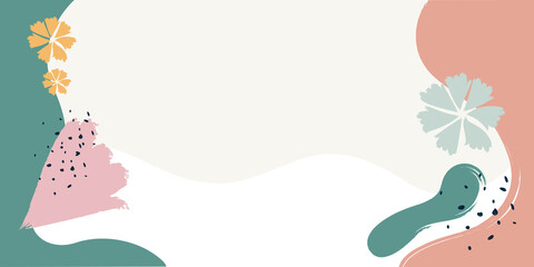 Trendy abstract square art templates with floral and geometric elements. Suitable for social media posts, mobile apps, banners design and web/internet ads. Vector fashion backgrounds.