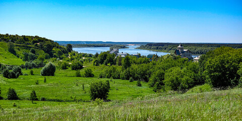 Landscape with the image of a russian summer river countryside