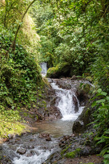 Great and big waterfall in the rainforest of Costa Rica