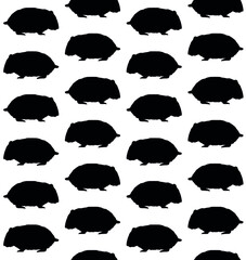 Vector seamless pattern of hand drawn hamster silhouette isolated on white background