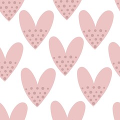Seamless pattern with cartoon hearts. Colorful vector flat style. hand drawing. valentines day. Romantic design for print, wrapper, fabric.