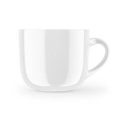 Glossy mug for drinks. White blank realistic isolated cup. 3d rendering