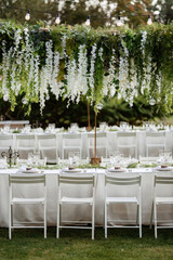 Banquet in the garden for a wedding
