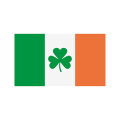 Vector flat Irish flag with trefoil isolated on white background