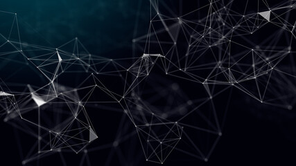 Network connection structure. Digital background with dots and lines. Big data visualization and neural network.