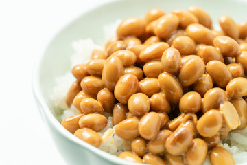 Fresh natto on monochrome background