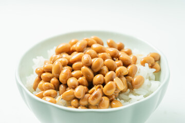 Fresh natto on monochrome background