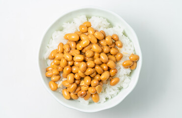 Fresh natto on monochrome background