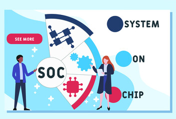 SOC - System On Chip acronym. business concept background.  vector illustration concept with keywords and icons. lettering illustration with icons for web banner, flyer, landing pag