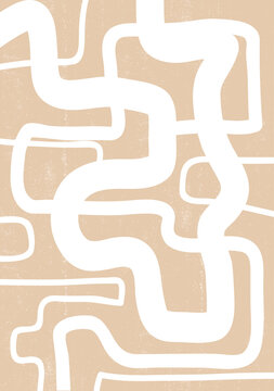 Abstract vintage print boho minimalist wall art