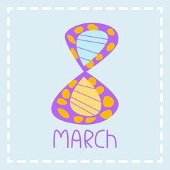 Cute holiday illustration with colorful eight for valentines day. Vector doodle concept for greeting card, banner, print and other design 