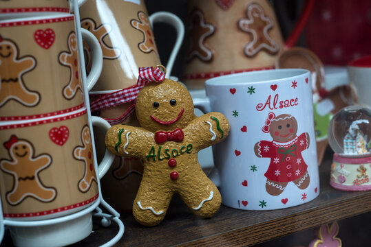 closeup of traditional manala characters, the alsatian symbol at the store showroom