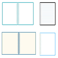 Fototapeta na wymiar set of notebooks spiral opened svg vector illustration