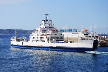 Fototapeta na wymiar Ferry from Reggio di Calabria to Messina. South Italy,
