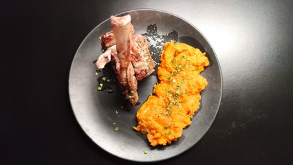 Fait maison - Côtelettes d'agneau et purée de patate douce