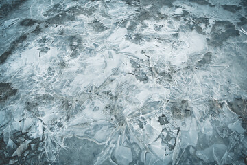 street ice puddles cracks winter texture background