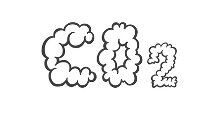 CO2, carbon dioxide emissions, cloudy letters vector icon. Flat vector illustration isolated on white background.