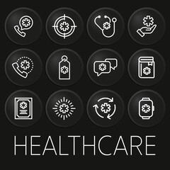 Healthcare minimal vector icon on 3D button isolated on black background. Premium Vector.