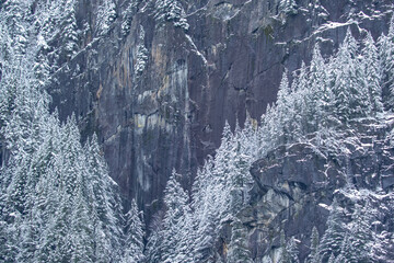 Cascade Mountain Climbing Wall Near Index Washington in Winter