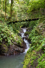 Bridge over a river in the rainforest of Costa Rica