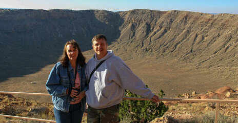 A Couple Meteor Crater, or Barringer Crater, Meteorite Impact Crater Site in the Arizona Desert...