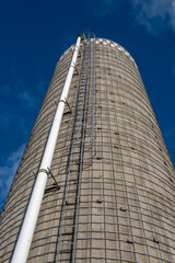 Fototapeta na wymiar grain elevator with blue sky