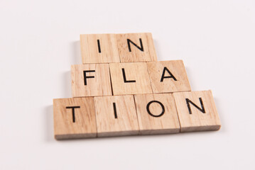 wooden blocks with word inflation