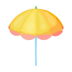 Obraz premium Yellow parasol. Beach umbrella. Vector illustration isolated on white background.