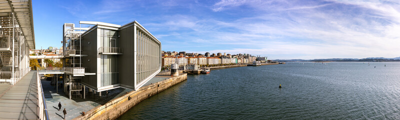 Santander, Cantabria, Spain autumn panoramic view of downtown city harbor seafront. Winter in Spain