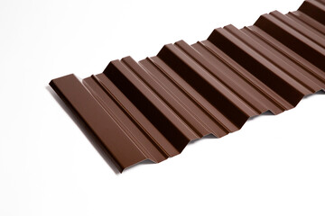 Roofing metal tiles and sheet facade and roofing corrugated board. Facing material with the texture of wood, brickwork, natural stone. 