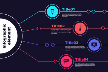 Set Angle grinder, Screwdriver, Circular saw blade and Electric jigsaw. Business infographic template. Vector
